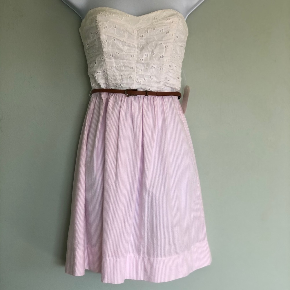 Strapless eyelet and seersucker dress NWT